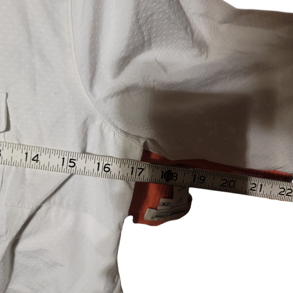Eddie Bauer Womens Small White Dobby Roll Tab Sleeve‎ Button Down Hiking Shirt - Picture 5 of 6